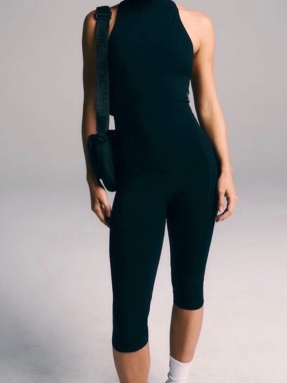 FP Movement by Free People Black Sleeveless Cropped Jumpsuit